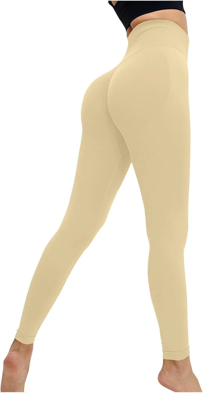 Butt Lifting Leggings for Women High Waist Tummy Control Soft Solid Slim Yoga Gym Pants Elastic Compression Leggings