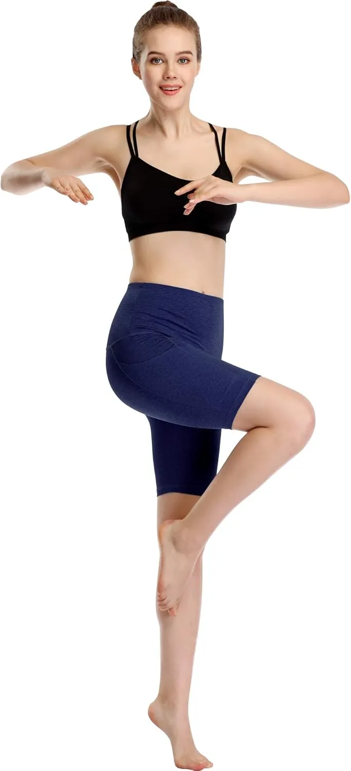 CADMUS High Waisted Compression Shorts for Women Bike Running Shorts Two Pockets