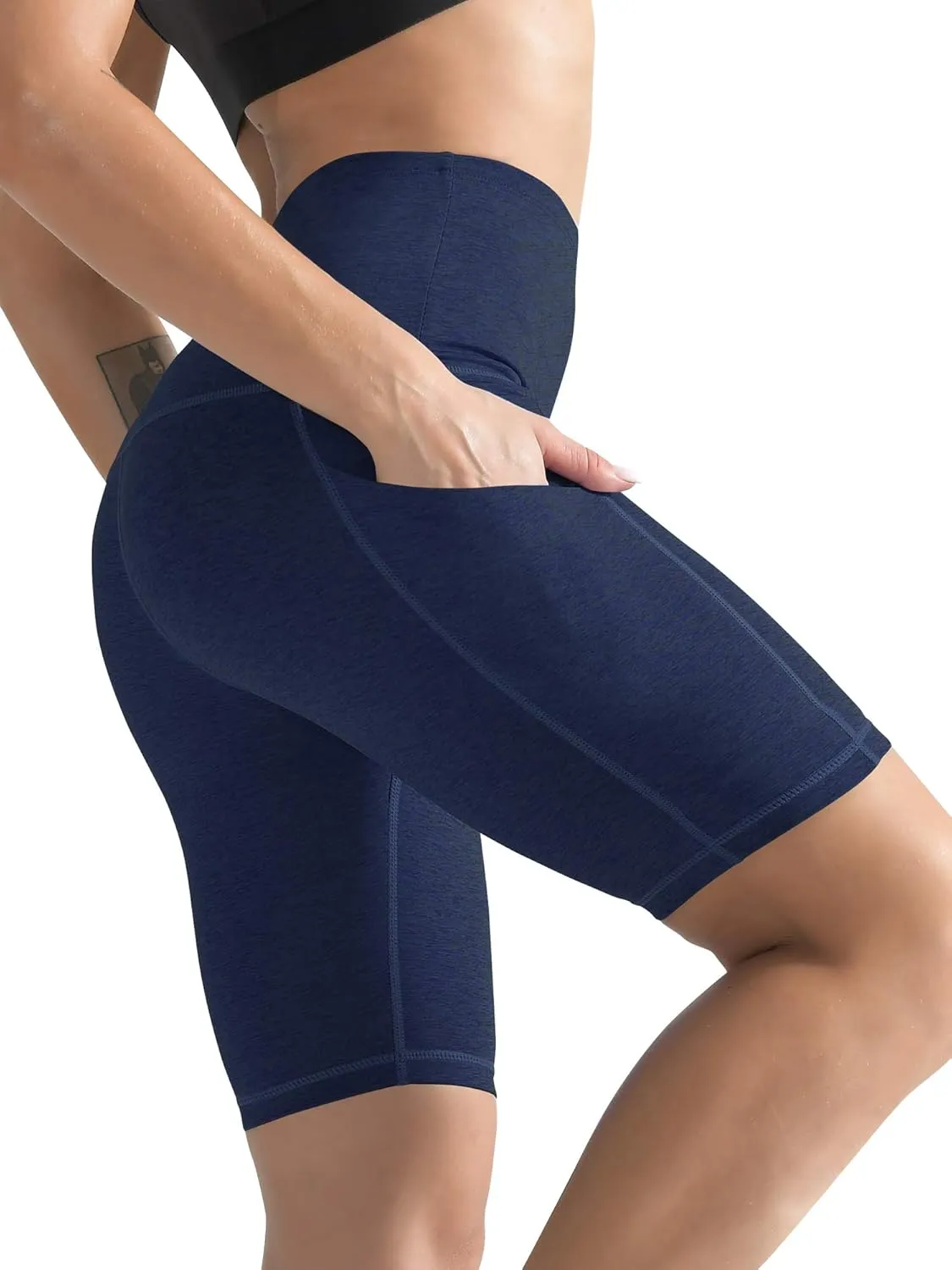CADMUS High Waisted Compression Shorts for Women Bike Running Shorts Two Pockets