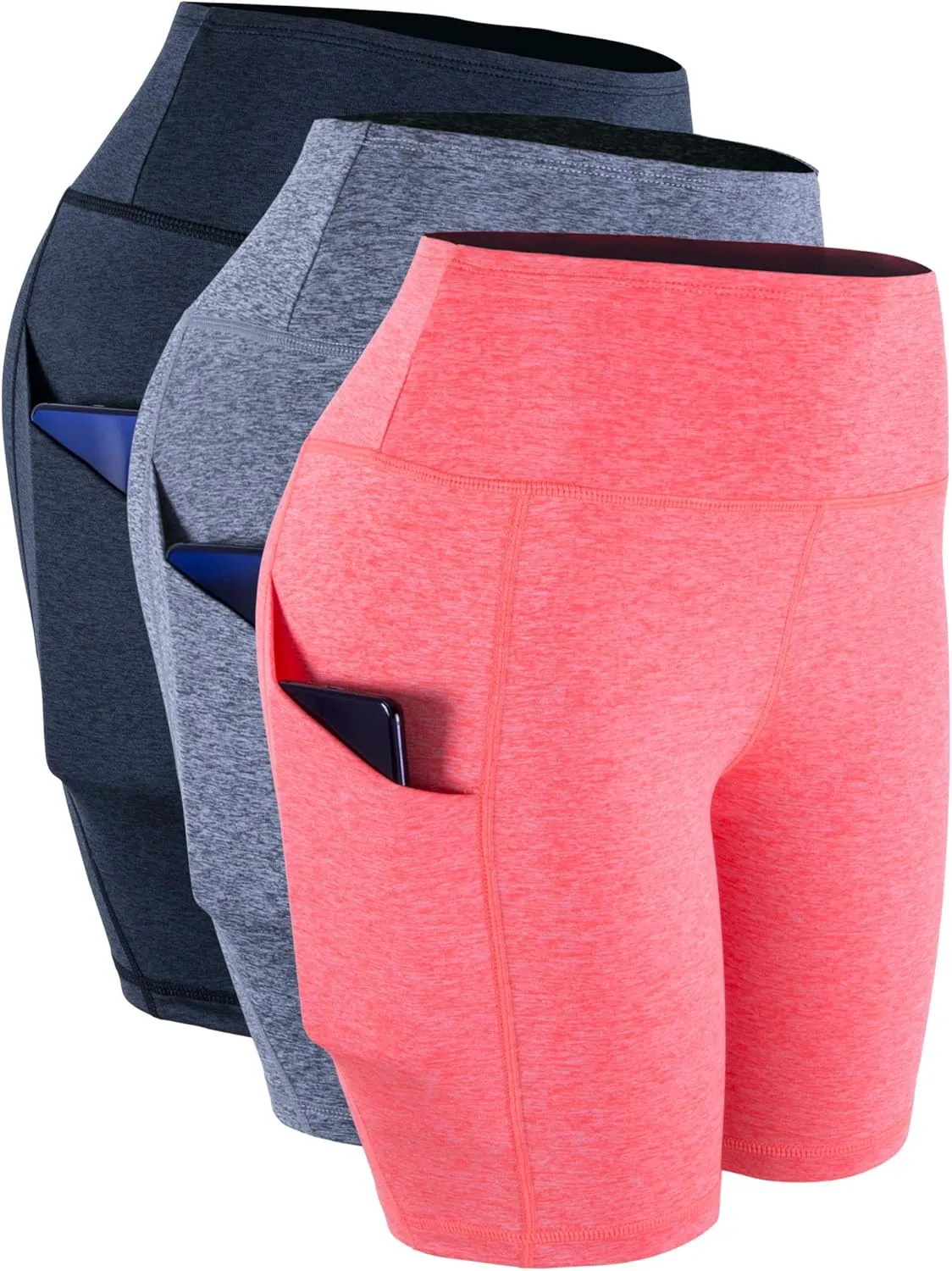 CADMUS High Waisted Compression Shorts for Women Bike Running Shorts Two Pockets