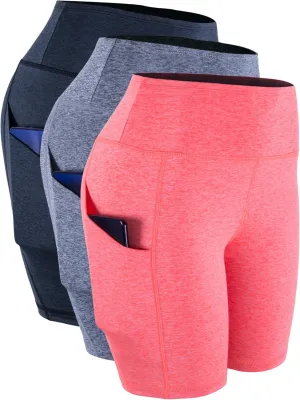 CADMUS High Waisted Compression Shorts for Women Bike Running Shorts Two Pockets