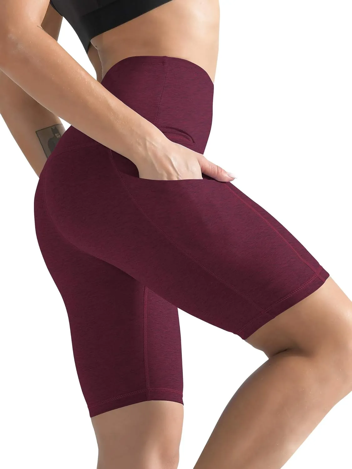 CADMUS High Waisted Compression Shorts for Women Bike Running Shorts Two Pockets