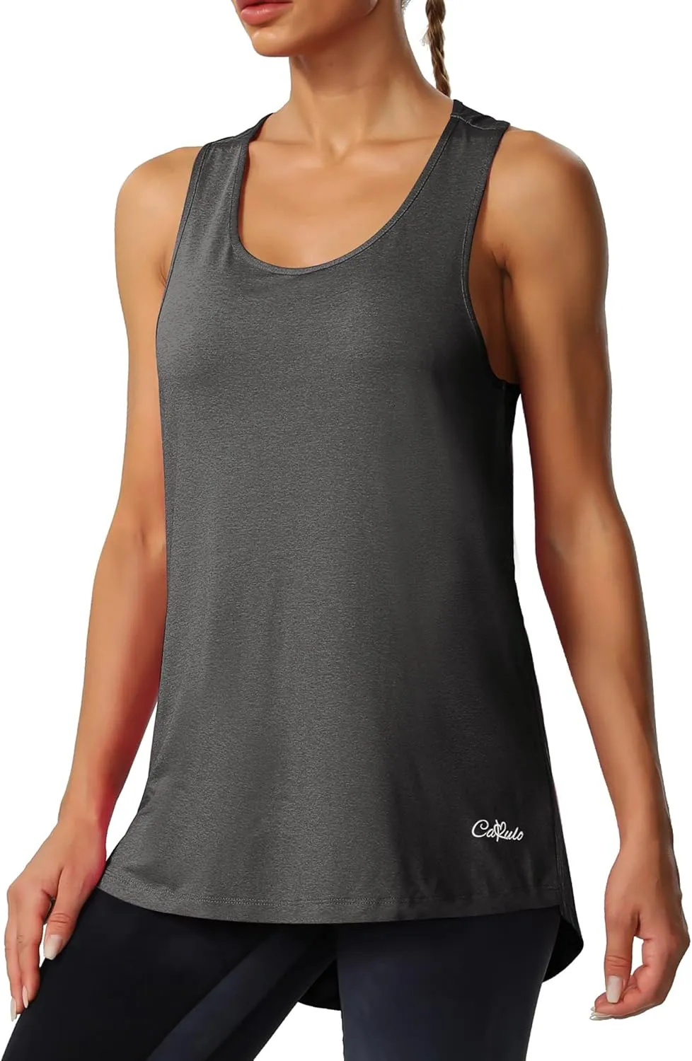 Cakulo Womens Workout Athletic Tank Tops Loose Gym Yoga Racerback Sleeveless Running Sports Shirts Tops
