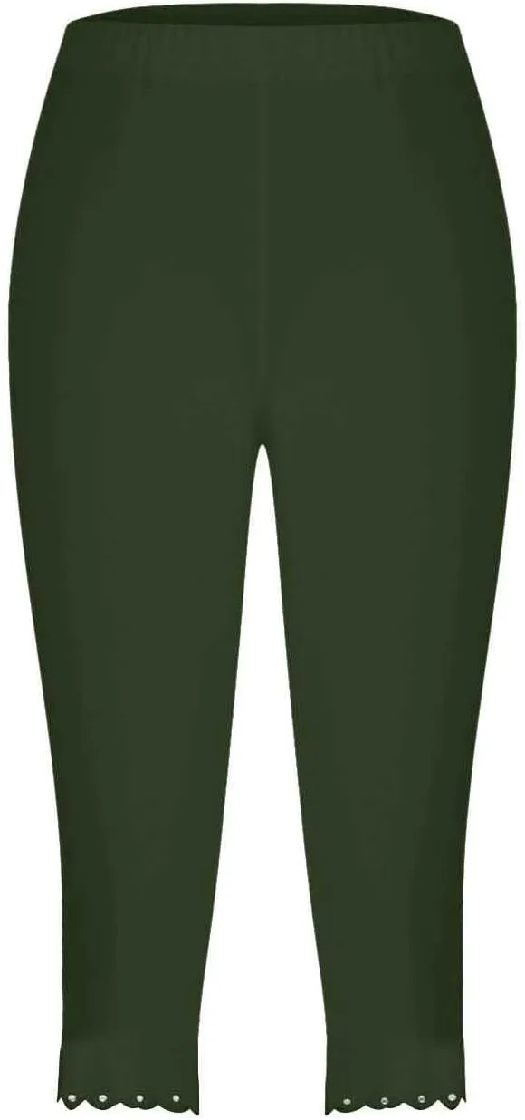 Capri Leggings for Women Plus Size High Waisted Capris Rhinestone Hem Yoga Cropped Trousers 2025 Summer Gym Pants