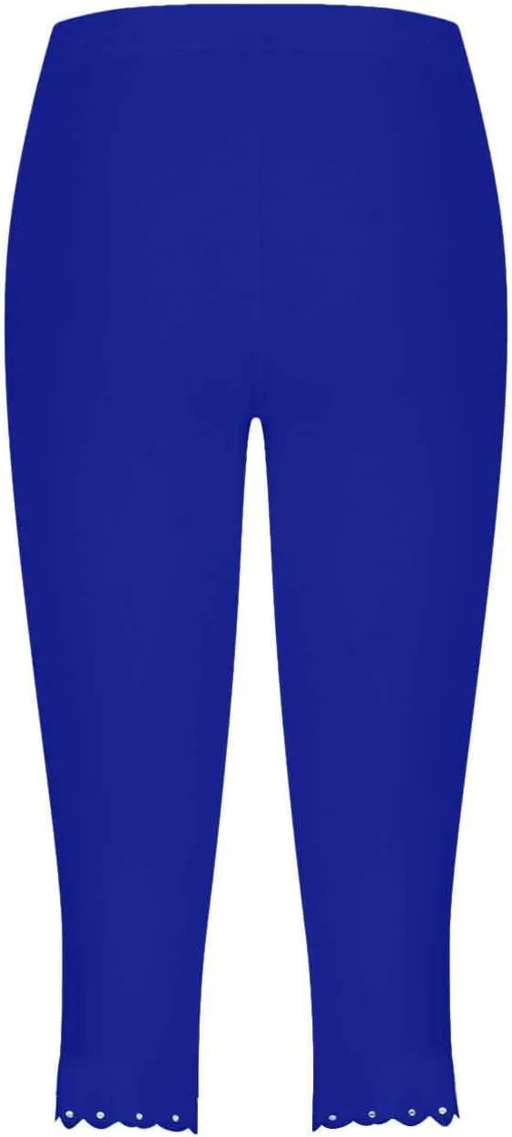 Capri Leggings for Women Plus Size High Waisted Capris Rhinestone Hem Yoga Cropped Trousers 2025 Summer Gym Pants
