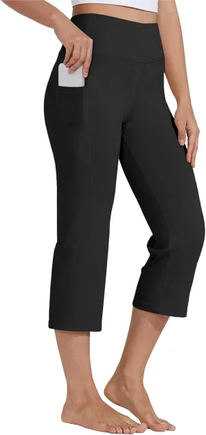 Capri Pants for Women Bootcut High Waist Leggings Crop Athletic Exercise Workout Yoga Pants Tummy Control Capris Straight Leg