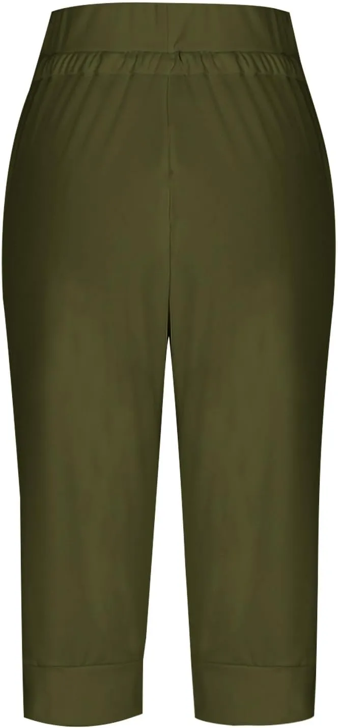 Capri Pants for Women High Waisted Drawstring Joggers Stretch Lightweight Casual Hiking Pant Capri with Pockets