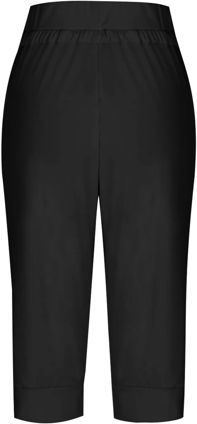 Capri Pants for Women High Waisted Drawstring Joggers Stretch Lightweight Casual Hiking Pant Capri with Pockets