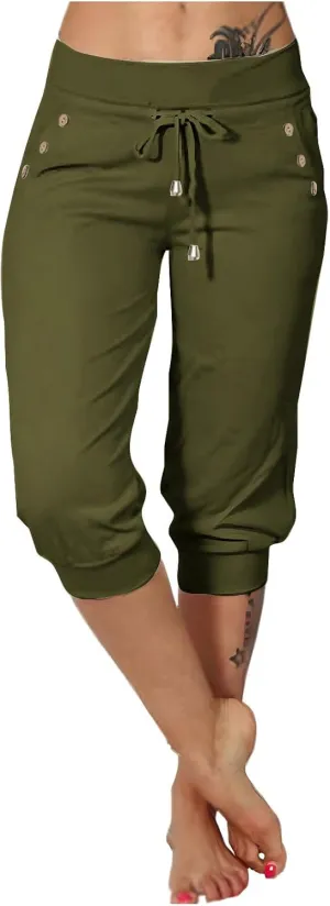 Capri Pants for Women High Waisted Drawstring Joggers Stretch Lightweight Casual Hiking Pant Capri with Pockets