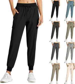 Cargo Joggers for Women Quick Dry Lightweight Hiking Pants with Zipper Pockets Elastic Waist Athletic Workout Pants