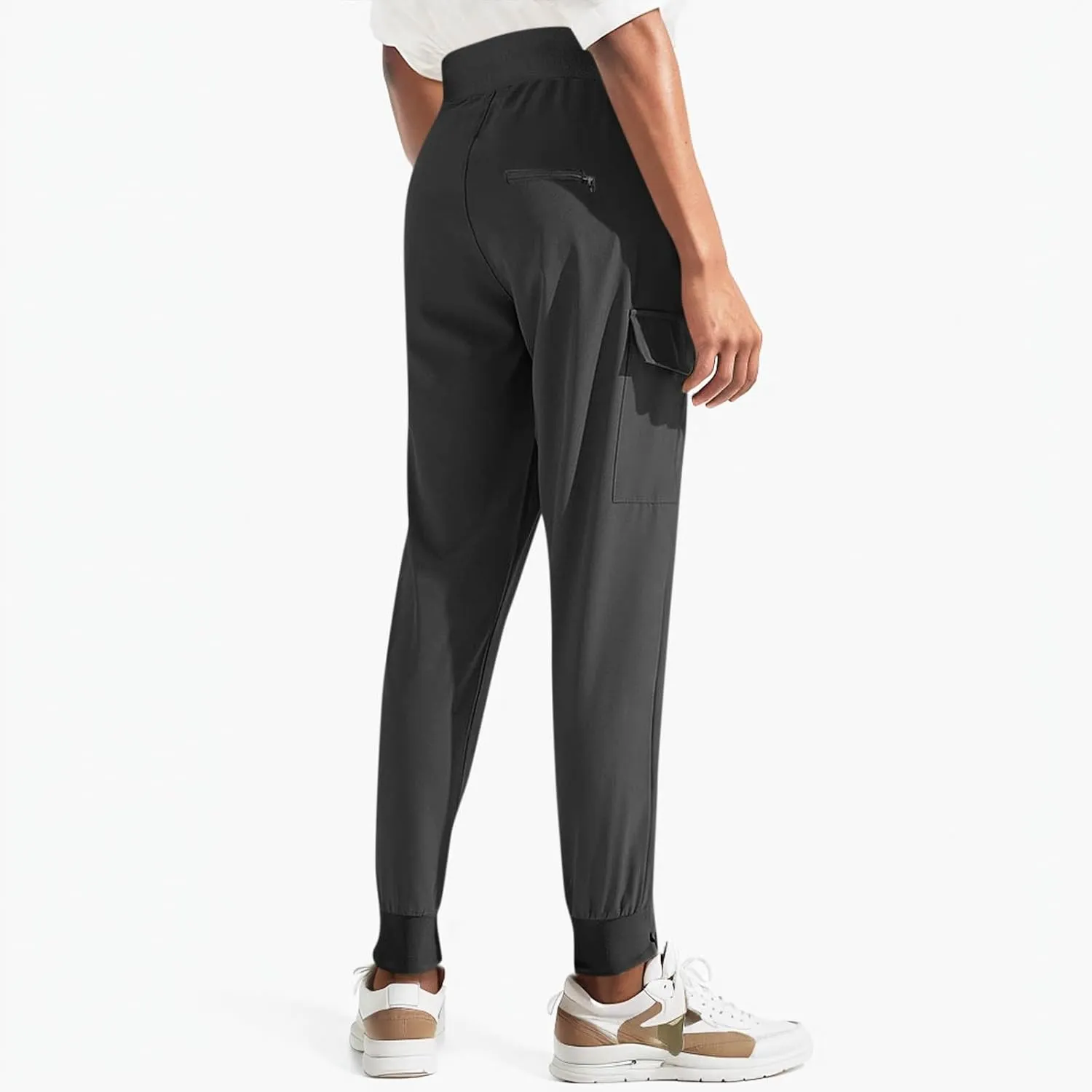 Cargo Joggers for Women Quick Dry Lightweight Hiking Pants with Zipper Pockets Elastic Waist Athletic Workout Pants