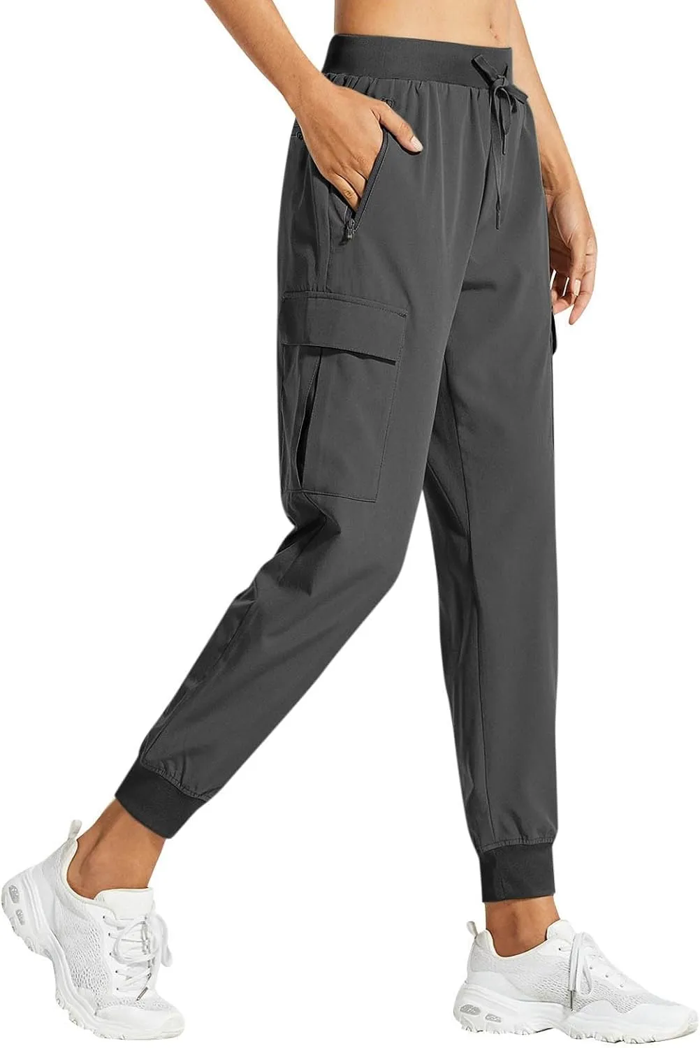 Cargo Joggers for Women Quick Dry Lightweight Hiking Pants with Zipper Pockets Elastic Waist Athletic Workout Pants