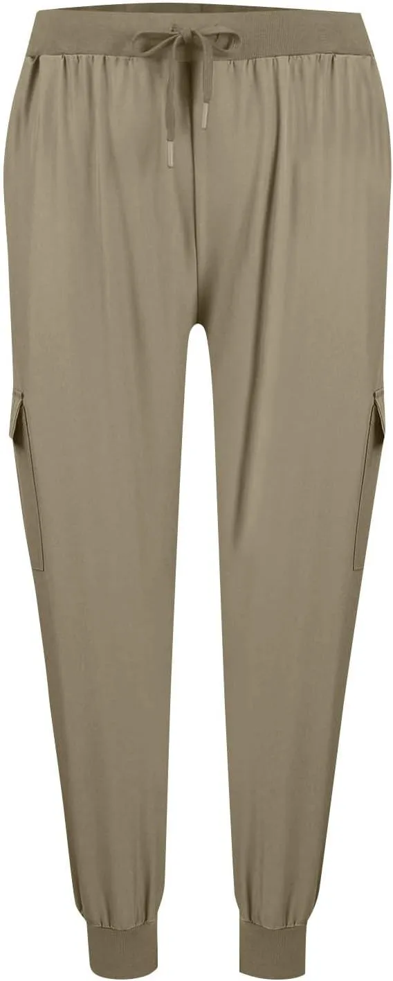 Cargo Joggers for Women Quick Dry Lightweight Hiking Pants with Zipper Pockets Elastic Waist Athletic Workout Pants