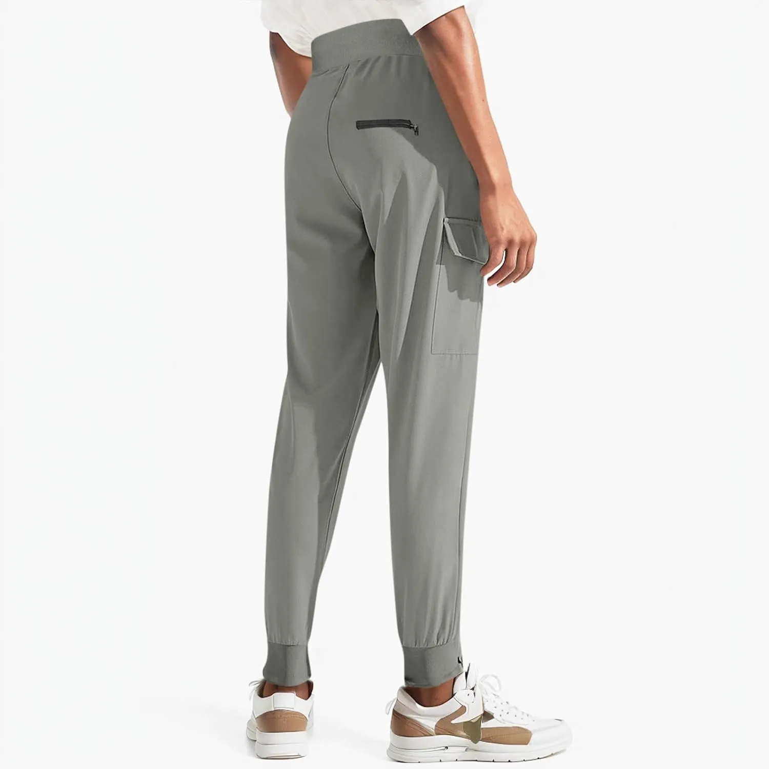 Cargo Joggers for Women Quick Dry Lightweight Hiking Pants with Zipper Pockets Elastic Waist Athletic Workout Pants