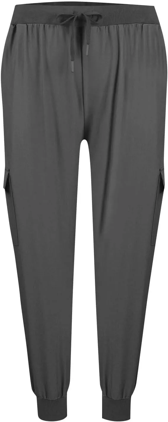Cargo Joggers for Women Quick Dry Lightweight Hiking Pants with Zipper Pockets Elastic Waist Athletic Workout Pants