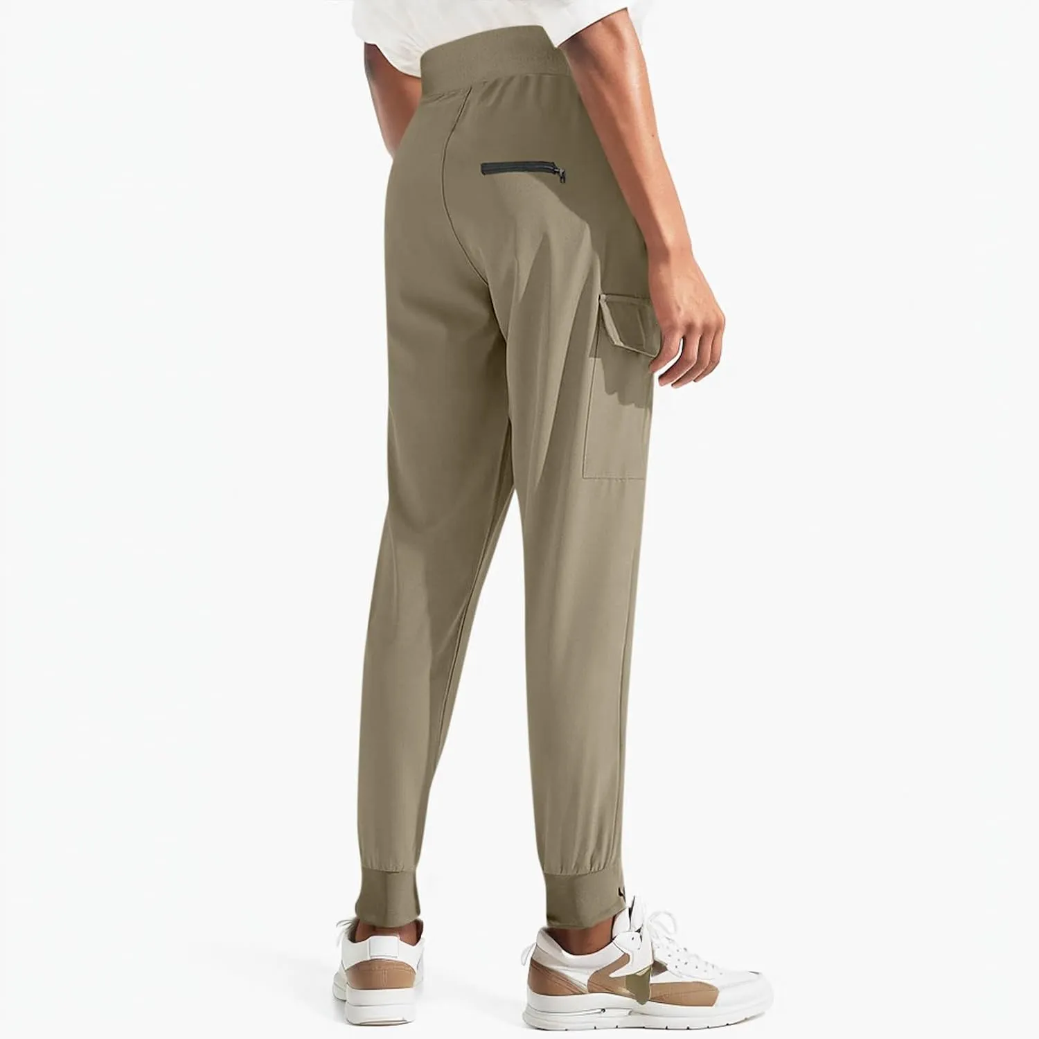 Cargo Joggers for Women Quick Dry Lightweight Hiking Pants with Zipper Pockets Elastic Waist Athletic Workout Pants
