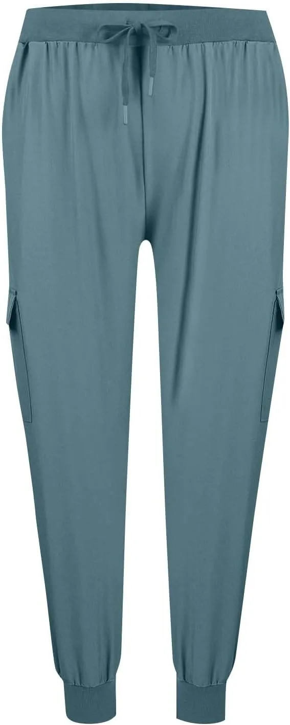 Cargo Joggers for Women Quick Dry Lightweight Hiking Pants with Zipper Pockets Elastic Waist Athletic Workout Pants