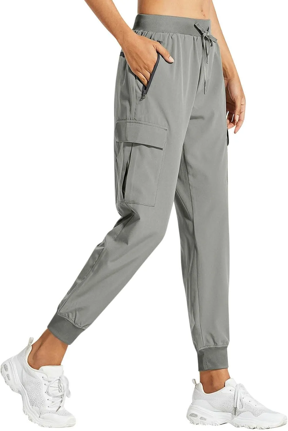 Cargo Joggers for Women Quick Dry Lightweight Hiking Pants with Zipper Pockets Elastic Waist Athletic Workout Pants