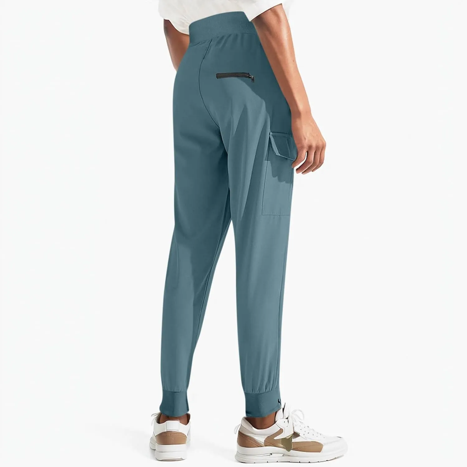 Cargo Joggers for Women Quick Dry Lightweight Hiking Pants with Zipper Pockets Elastic Waist Athletic Workout Pants