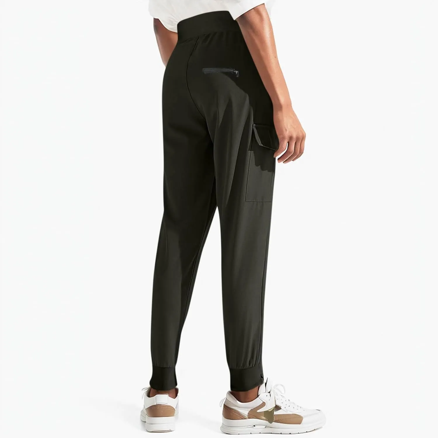 Cargo Joggers for Women Quick Dry Lightweight Hiking Pants with Zipper Pockets Elastic Waist Athletic Workout Pants
