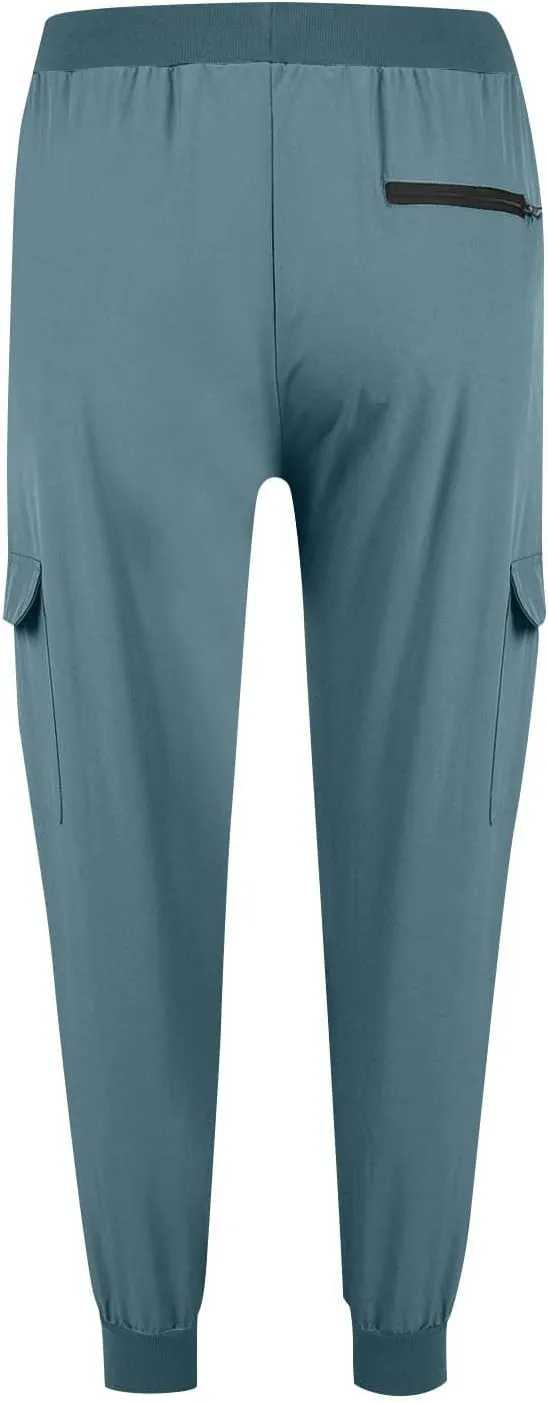 Cargo Joggers for Women Quick Dry Lightweight Hiking Pants with Zipper Pockets Elastic Waist Athletic Workout Pants
