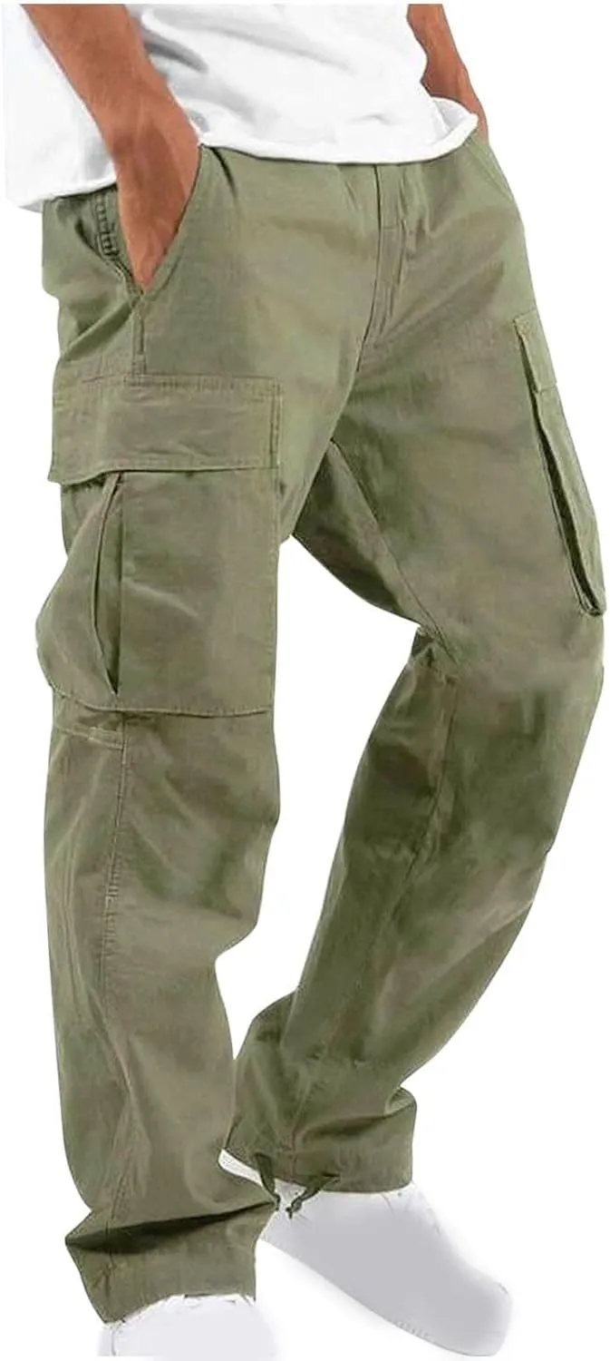 Cargo Pants for Men Baggy Relaxed Fit Causal Work Trousers Outdoor Hiking Cargo Sweatpants Pockets Athletic Joggers