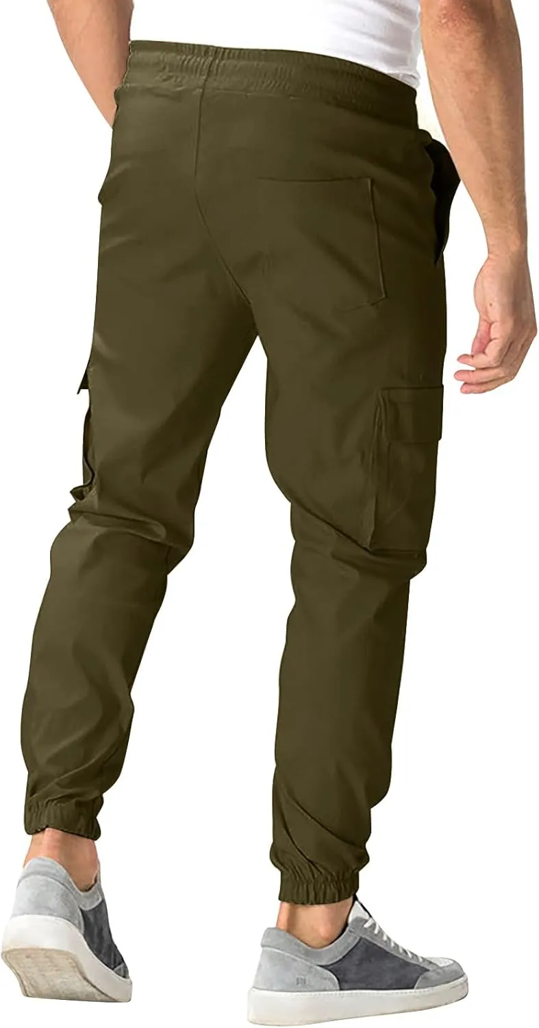 Cargo Pants for Men Comfy Hiking Pants Lightweight Joggers with Pockets Casual Elastic Waist Work Pants
