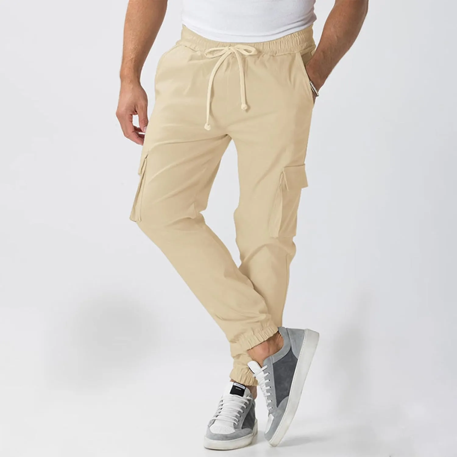 Cargo Pants for Men Comfy Hiking Pants Lightweight Joggers with Pockets Casual Elastic Waist Work Pants