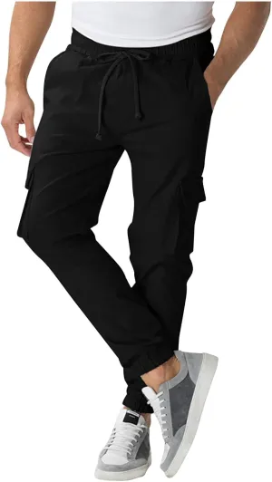 Cargo Pants for Men Comfy Hiking Pants Lightweight Joggers with Pockets Casual Elastic Waist Work Pants
