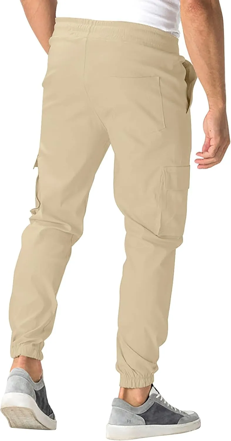 Cargo Pants for Men Comfy Hiking Pants Lightweight Joggers with Pockets Casual Elastic Waist Work Pants