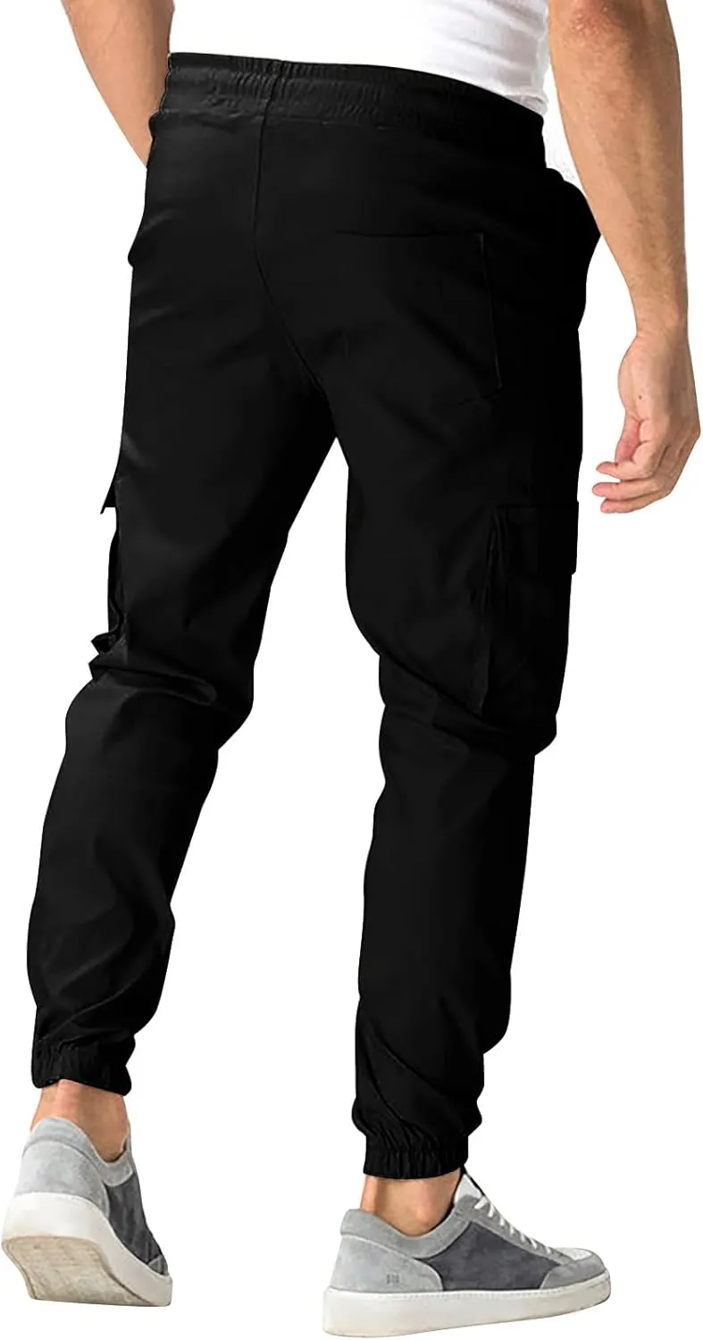 Cargo Pants for Men Comfy Hiking Pants Lightweight Joggers with Pockets Casual Elastic Waist Work Pants