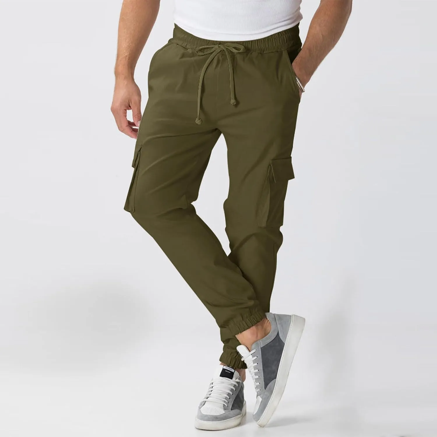 Cargo Pants for Men Comfy Hiking Pants Lightweight Joggers with Pockets Casual Elastic Waist Work Pants