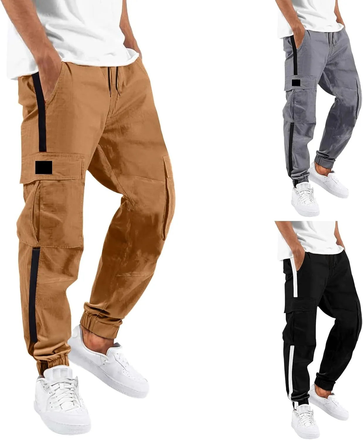 Cargo Pants for Men Solid Casual Multiple Pockets Outdoor Straight Type Long Pants Fitness Cargo Pants Trousers