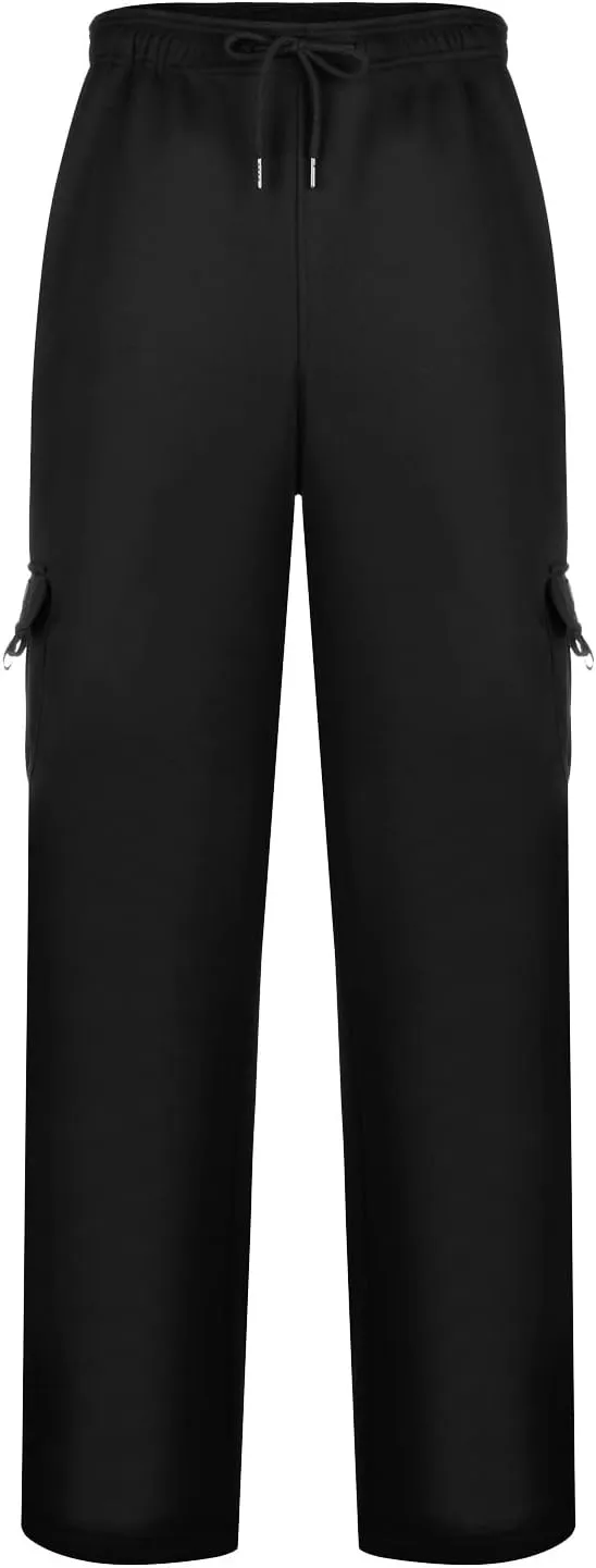 Cargo Pants for Men Solid Color Drawstring Baggy Sweatpants Mens Casual Loose Fit Gym Work Joggers with Pockets