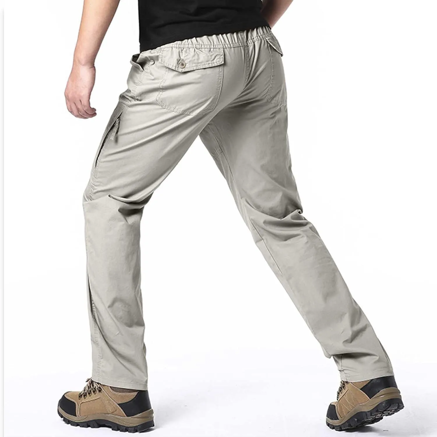 Cargo Pants for Men,Men's Drawstring Flap Pocket Pants Elastic Waist Long Pants Letter Graphic Street Cargo Pants