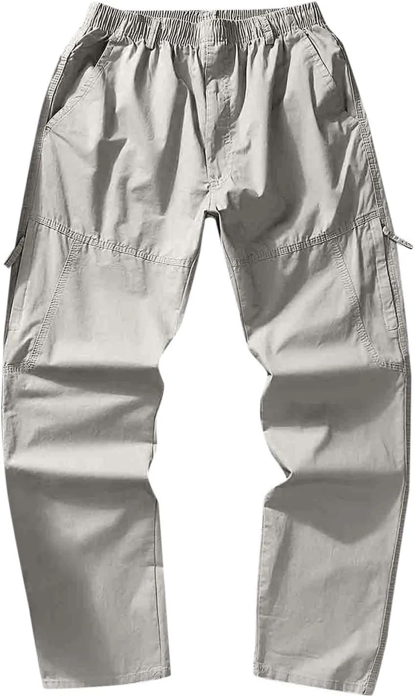 Cargo Pants for Men,Men's Drawstring Flap Pocket Pants Elastic Waist Long Pants Letter Graphic Street Cargo Pants