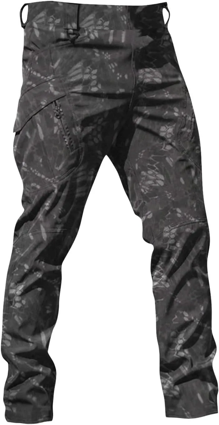Cargo Pants Men Big and Tall Multi Pockets Jogger Pants Loose Fit Ripstop Hiking Tactic Straight Leg Trousers
