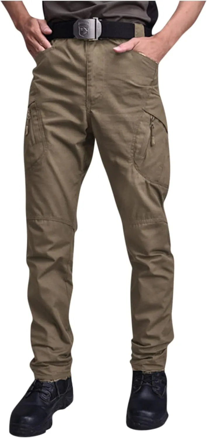 Cargo Pants Men Big and Tall Multi Pockets Jogger Pants Loose Fit Ripstop Hiking Tactic Straight Leg Trousers