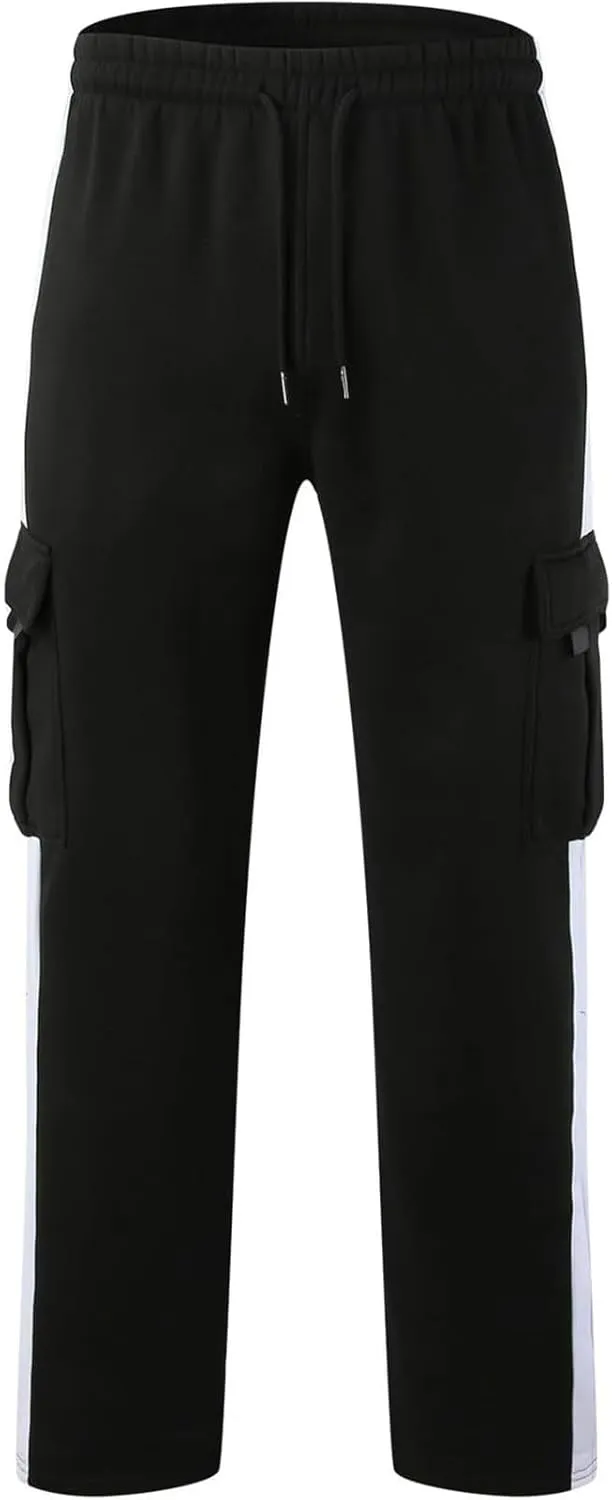 Cargo Work Pants for Men Stretch Waist Multi-Pocket Drawstring Regular Fit Durable Utility Outdoor Hiking Pants
