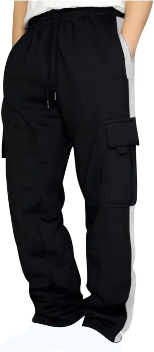 Cargo Work Pants for Men Stretch Waist Multi-Pocket Drawstring Regular Fit Durable Utility Outdoor Hiking Pants