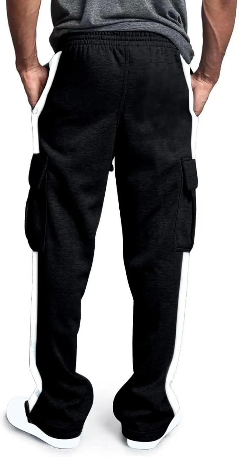 Cargo Work Pants for Men Stretch Waist Multi-Pocket Drawstring Regular Fit Durable Utility Outdoor Hiking Pants