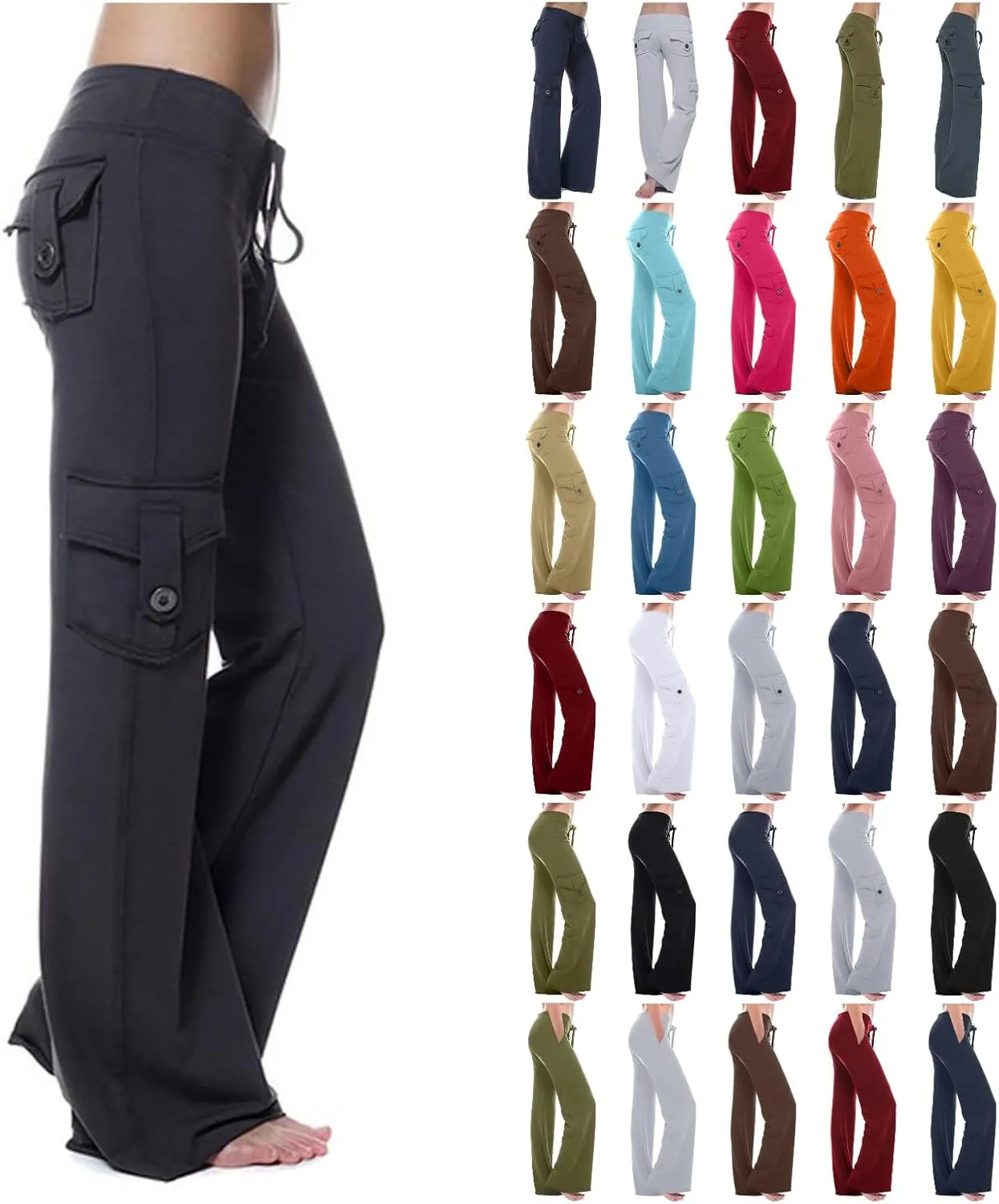 Cargo Yoga Pants for Women High Waisted Wide Leg Pants Workout Gym Pants Multi Pocket Cargo Pants Trousers