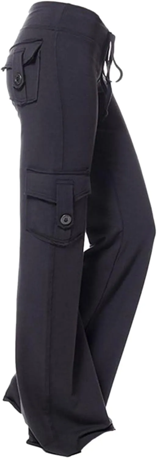 Cargo Yoga Pants for Women High Waisted Wide Leg Pants Workout Gym Pants Multi Pocket Cargo Pants Trousers