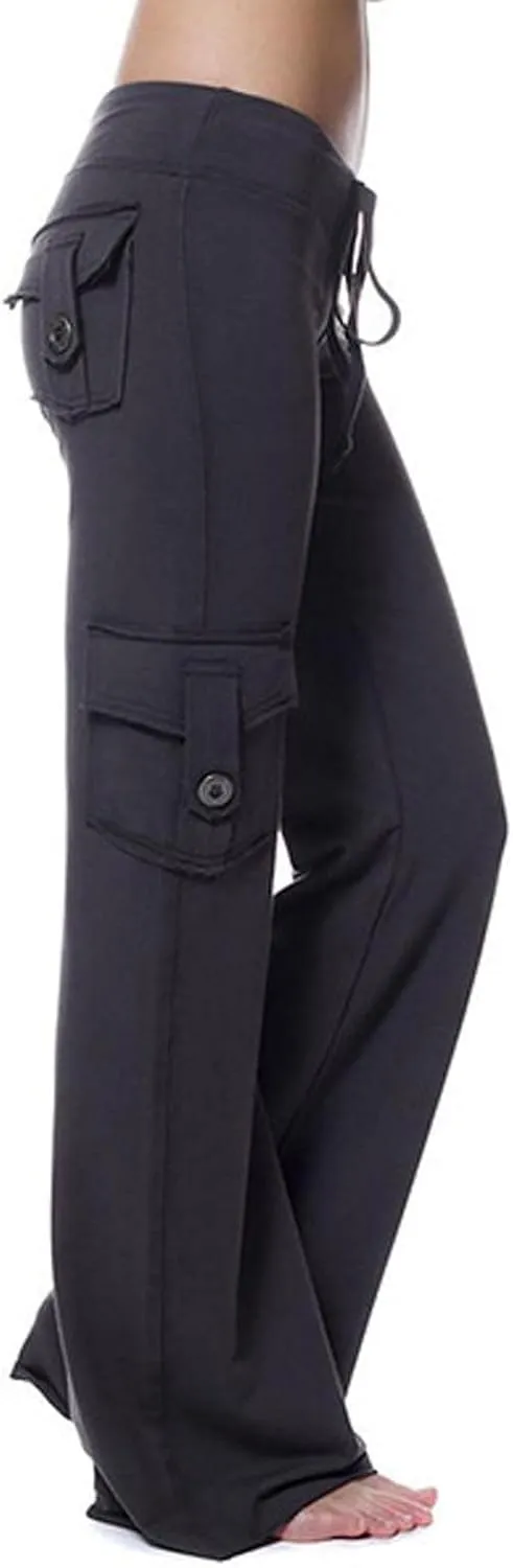 Cargo Yoga Pants for Women High Waisted Wide Leg Pants Workout Gym Pants Multi Pocket Cargo Pants Trousers
