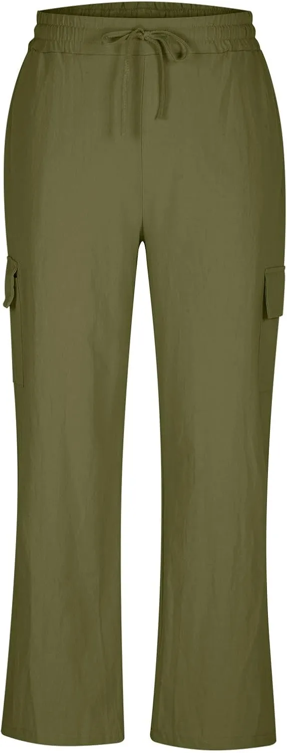 Casual Cargo Pants for Men Elastic Waist Drawstring Workout Gym Pants with Pockets Loose Fit Comfy Sweatpants