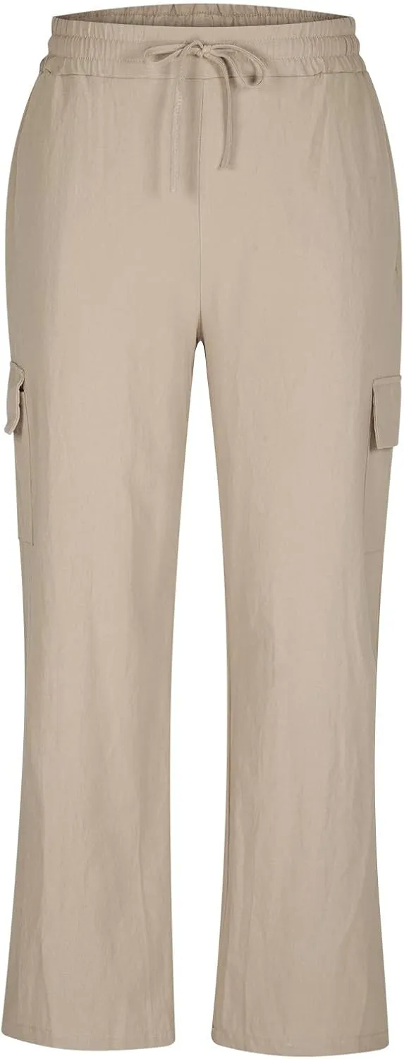 Casual Cargo Pants for Men Elastic Waist Drawstring Workout Gym Pants with Pockets Loose Fit Comfy Sweatpants