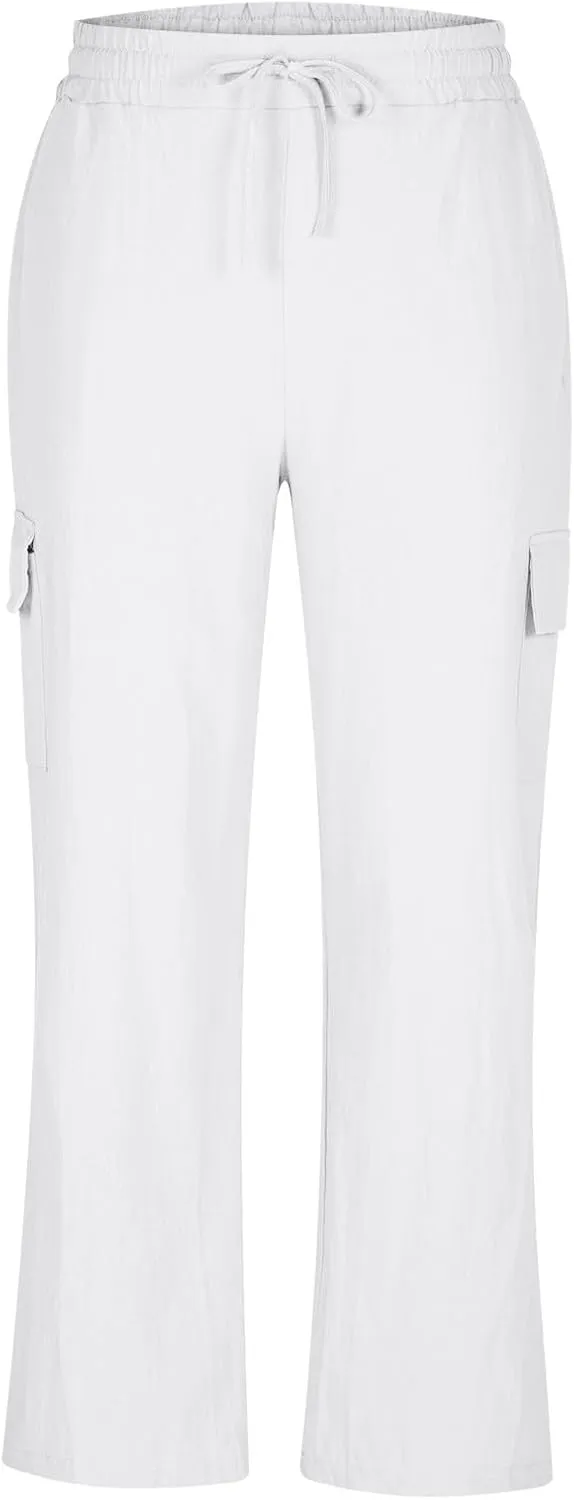 Casual Cargo Pants for Men Elastic Waist Drawstring Workout Gym Pants with Pockets Loose Fit Comfy Sweatpants