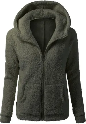 Ceboyel Womens Fleece Jacket With Hood Sherpa Full Zip Up Hoodie Fuzzy Coats Trendy Lightweight Warm Winter Clothes 2023