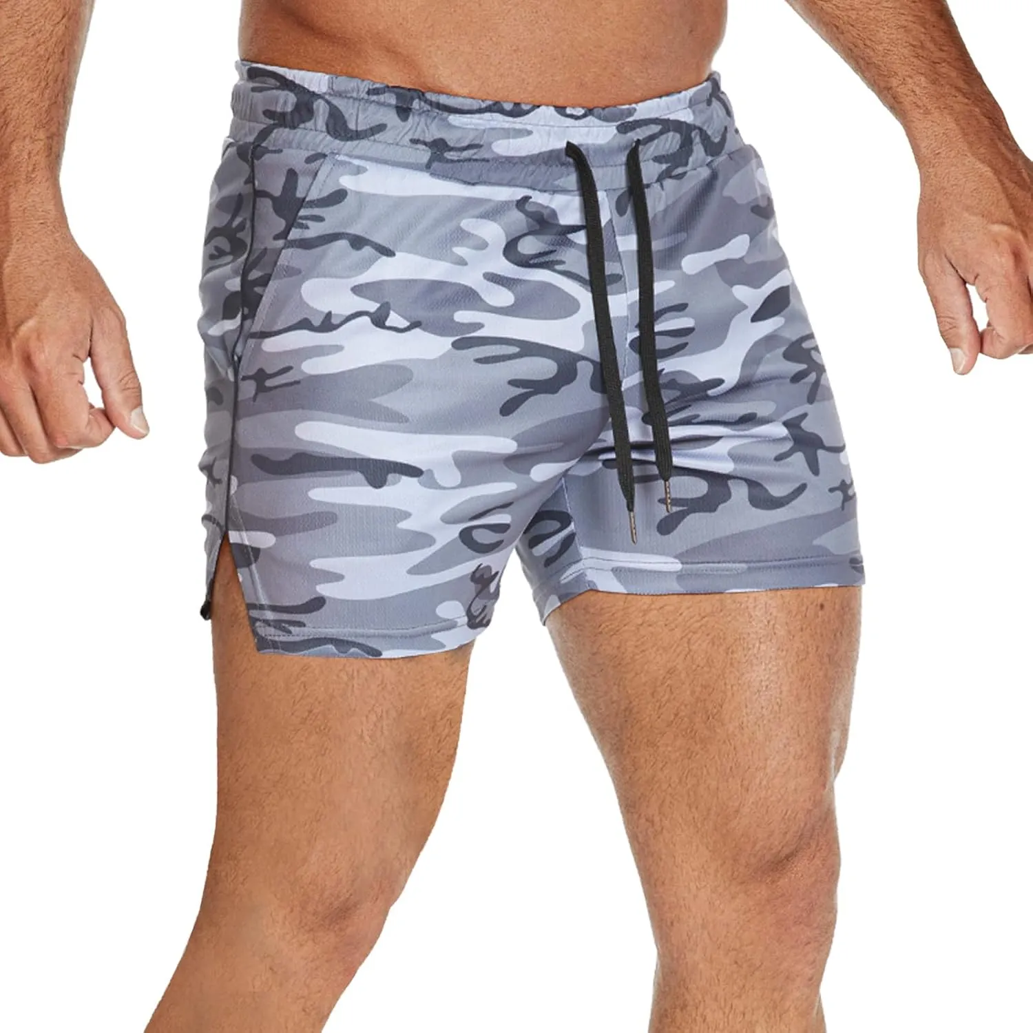 CEHT Mens Workout Running Shorts Lightweight Athletic Gym Shorts with Zipper Pockets