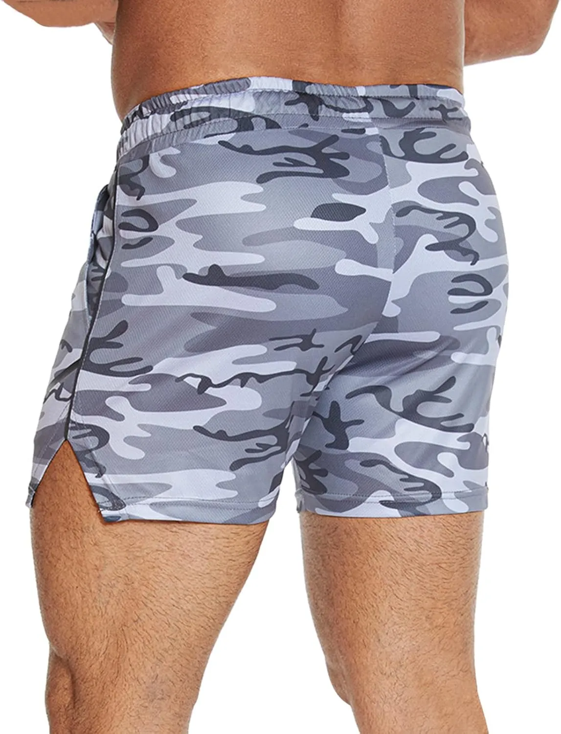 CEHT Mens Workout Running Shorts Lightweight Athletic Gym Shorts with Zipper Pockets